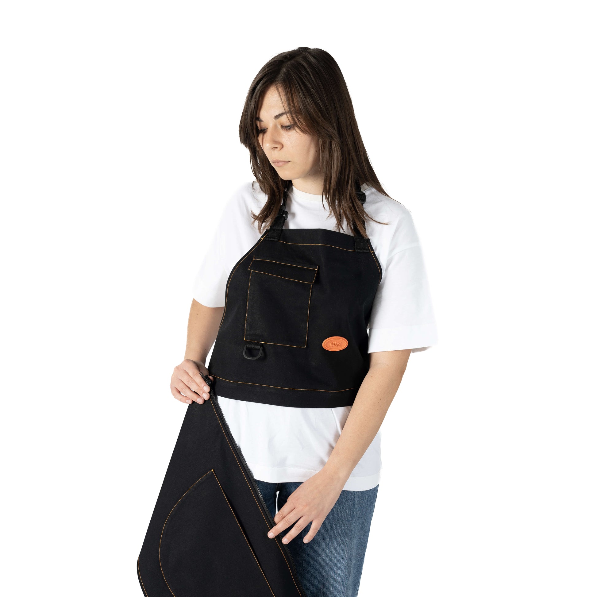 Modular Apron separated into vest and bottom panel